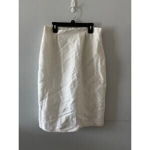 Virtue Women's Pencil Skirt Size 6 White Linen Silk Office Business Secretary